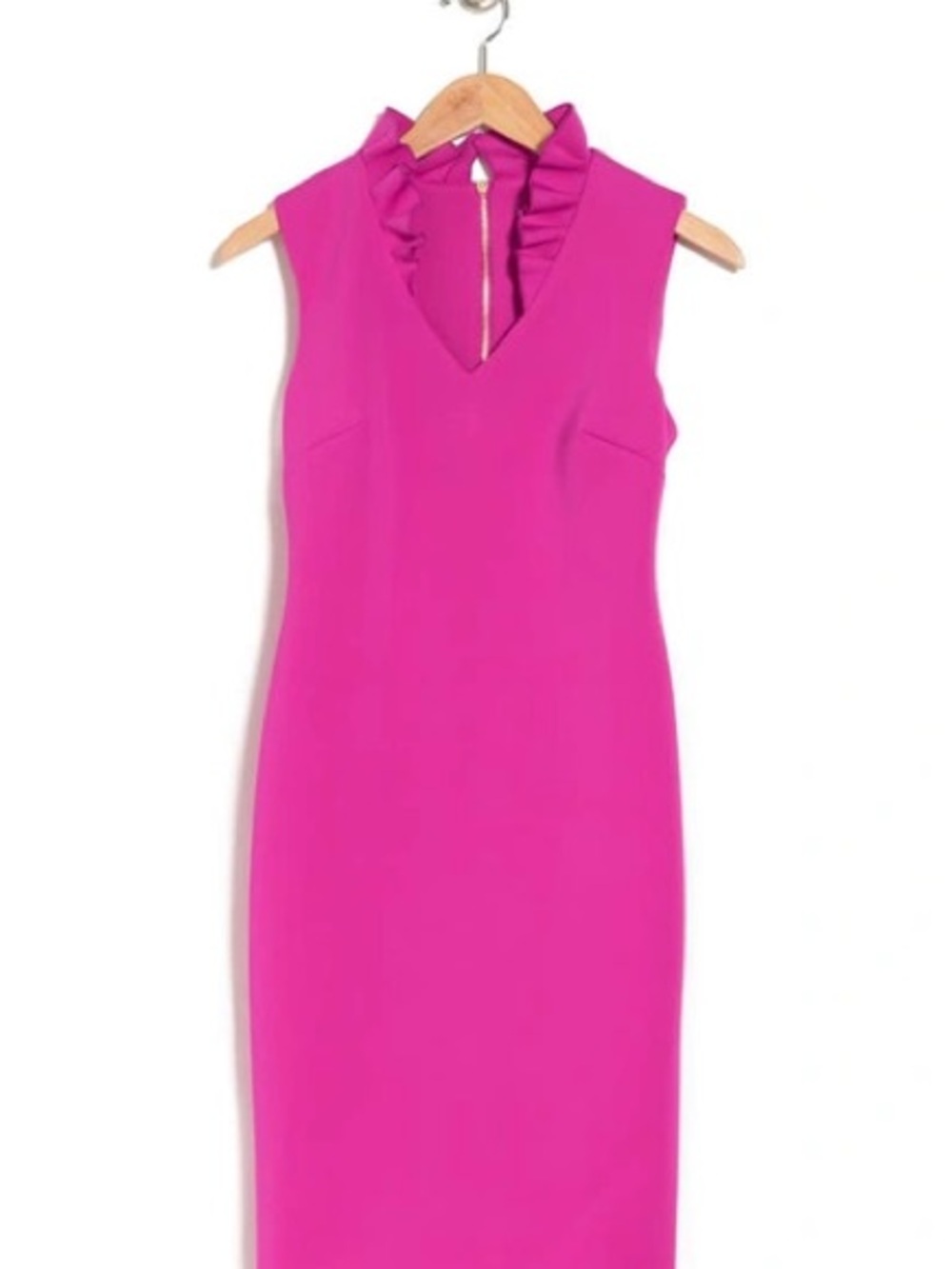 Calvin Klein Sleeveless Midi Sheath Dress in Hot Pink